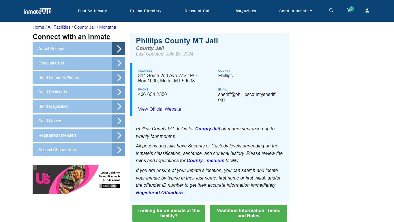 Phillips County MT Jail - Inmate Locator